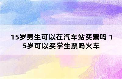 15岁男生可以在汽车站买票吗 15岁可以买学生票吗火车